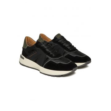 Tenisi barbati -  Black Military - piele naturala - negru