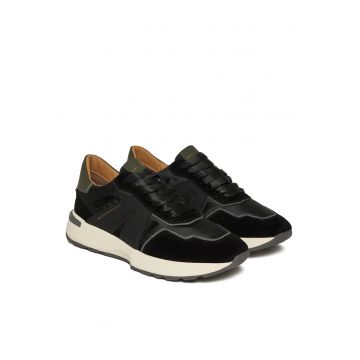 Tenisi barbati -  Black Military - piele naturala - negru