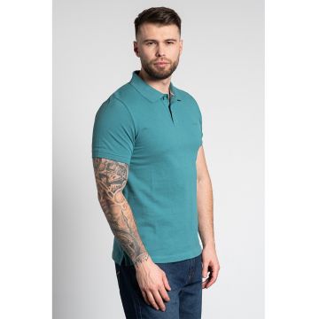 Tricou polo din bumbac pique - Albastru teal