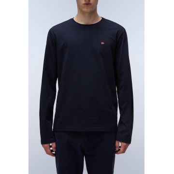 Bluz de bumbac cu decolteu la baza gatului Salis - Albastru ultramarin