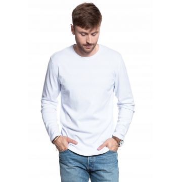 Bluza barbati -  CREW NECK BASIC - alb - bumbac -