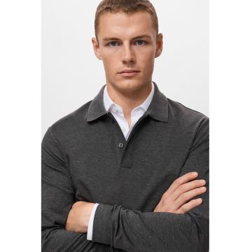 Bluza polo cu model uni - Gri inchis