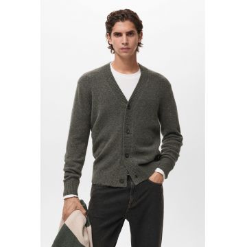 Cardigan cu decolteu in V si nasturi - Gri inchis