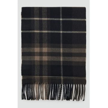 Fular cu model in carouri - Maro taupe/Gri antracit