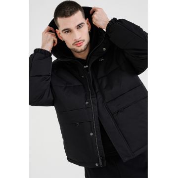 Geaca cu vatelina si gluga - Negru