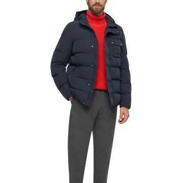 Geaca matlasata cu vatelina si gluga - Bleumarin