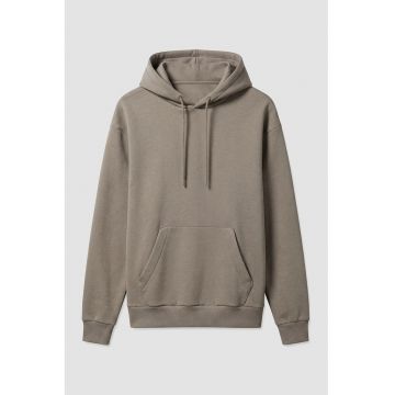 Hanorac cu buzunar kangaroo si gluga ajustabila - Maro taupe