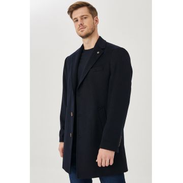 Palton din amestec de lana - Bleumarin