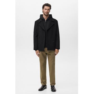 Palton scurt cu doua randuri de nasturi - Negru