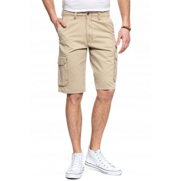 Pantaloni scurti barbati  cargo - bej - 5 buzunare - bumbac -