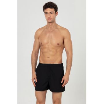 Pantaloni scurti de baie cu buzunare laterale - Negru