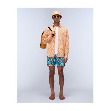 Pantaloni scurti de baie cu talie ajustabila Inuvik - Portocaliu/Albastru