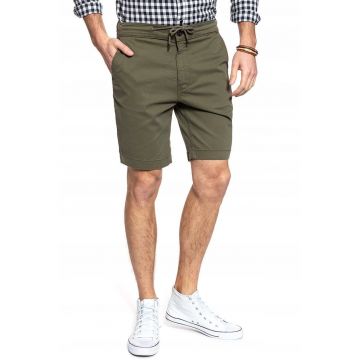 Pantaloni scurti  DRAWSTRING SHORT - verde - bumbac si lyocell - croiala regular fit -
