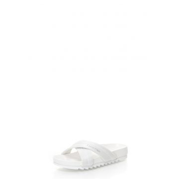 Papuci albi cu barete incrucisate Teo