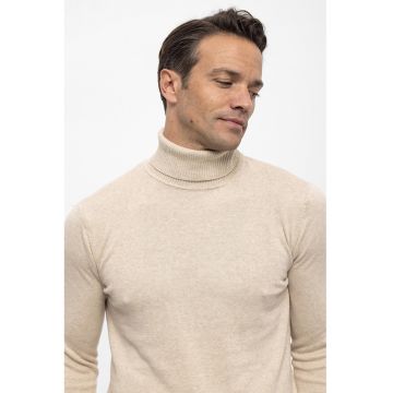 Pulover de bumbac cu guler inalt