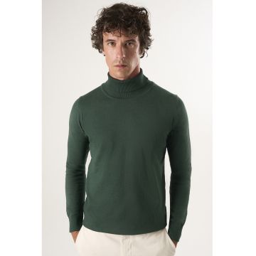 Pulover de bumbac cu guler inalt