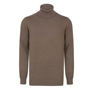 Pulover de bumbac cu guler inalt