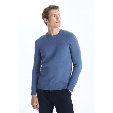 Pulover uni cu decolteu la baza gatului - Albastru prafuit