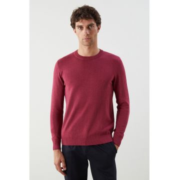 Pulover uni cu decolteu la baza gatului - Rosu stins
