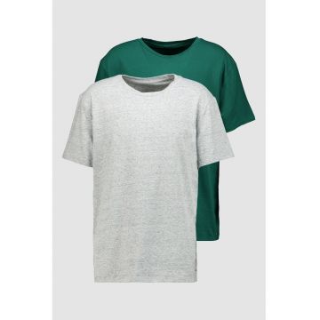 Set de boxeri si tricouri - 5 piese - Verde/Gri melange/Bleumarin