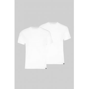 Set de tricouri uni cu decolteu la baza gatului - 2 piese - Alb optic