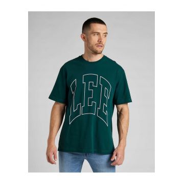 Tricou barbat  model Varsity - logo - culoare verde - bumbac -