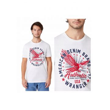 Tricou barbatesc  alb - bumbac - cu logo -