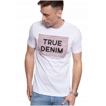 Tricou barbatesc  ALEX C PRINT - alb - bumbac -