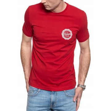 Tricou barbateste  ALEX C PRINT - regular fit - rosu - 100% bumbac -