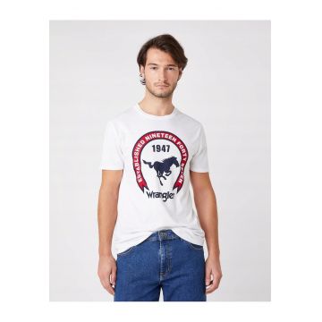 Tricou barbateste  Americana Tee - alb - bumbac - regular fit -