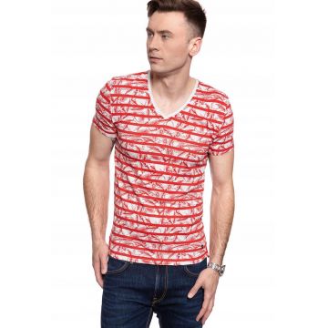 Tricou barbatesti  AARON C FLORAL AOP - rosu - 100% bumbac -