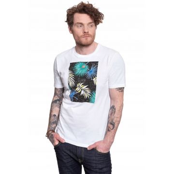 Tricou barbati -  Botanical Print - alb - bumbac -