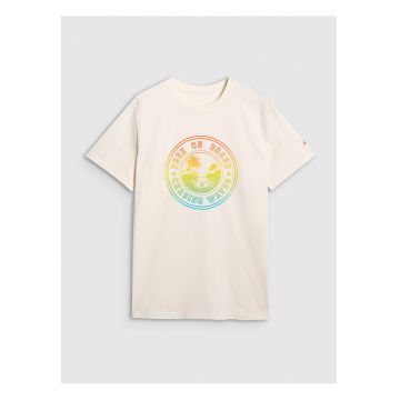 Tricou barbati  crem - bumbac 100% - imprimeu 