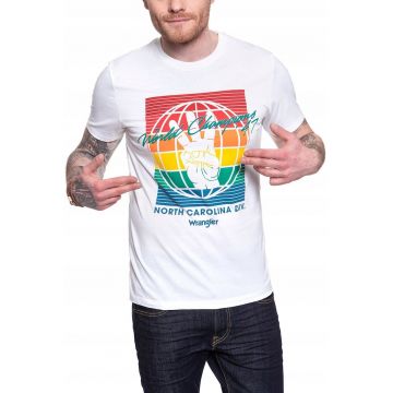 Tricou barbati  GLOBE TEE - alb - 100% bumbac - croiala regular fit -