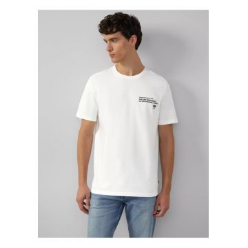 Tricou barbati la baza gatului - Regular fit - cu imprimeu Ford® - Alb -