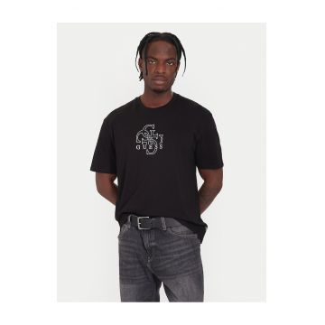 Tricou barbati  negru - bumbac - cu logo