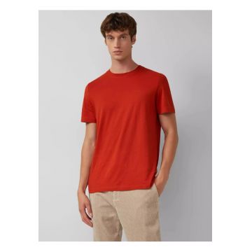 Tricou din bumbac cu decolteu la baza gatului - Rosu inchis