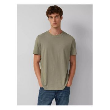 Tricou din bumbac cu decolteu la baza gatului - Verde