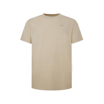 Tricou din bumbac cu logo discret Jacko - Maro camel