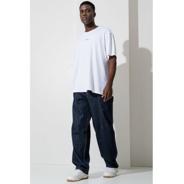 Tricou lejer din bumbac pique - Negru stins/Alb optic