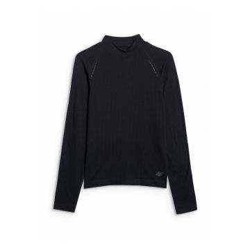 Tricou Negru pentru Barbati  cu Maneci Lungi - Tehnologie 4FDry & 4FSkin - Reflectorizant - Trail Running - Slim Fit - Sezon AW25