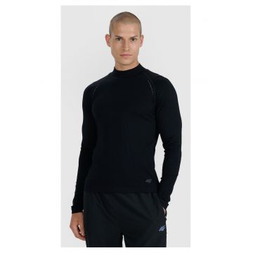 Tricou Negru pentru Barbati  cu Maneci Lungi - Tehnologie 4FDry & 4FSkin - Reflectorizant - Trail Running - Slim Fit - Sezon AW25