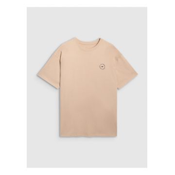 Tricou Oversize Barbati  Bej 100% Bumbac - Reflectorizant - Bej