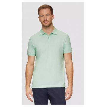 Tricou polo barbati - cu logo - Regular fit - Verde menta