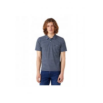 Tricou polo barbati  dungi - albastru - 100% bumbac -