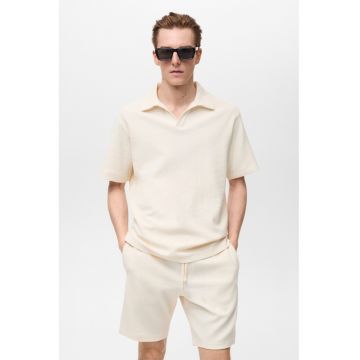 Tricou polo din amestec de bumbac - Alb fildes