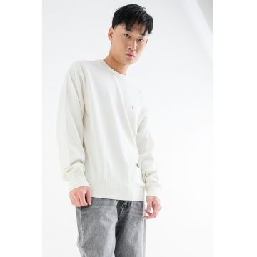 Bluza de trening din bumbac cu decolteu la baza gatului - Alb