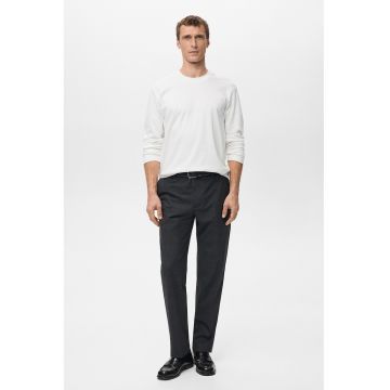 Bluza din bumbac cu decolteu la baza gatului - Alb