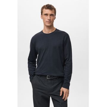 Bluza din bumbac cu decolteu la baza gatului - Negru