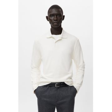 Bluza polo de bumbac - Alb fildes